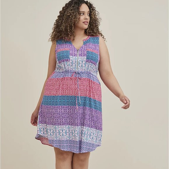 Multi Pattern Shirt Dress NWT - Picture 1 of 3